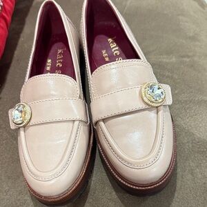 Kate Spade Beige Loafers with Crystal Detail